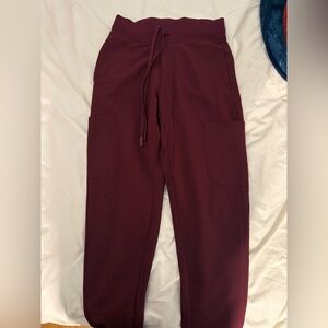 Women's Mandala Burgundy Drawstring Cargo Joggers